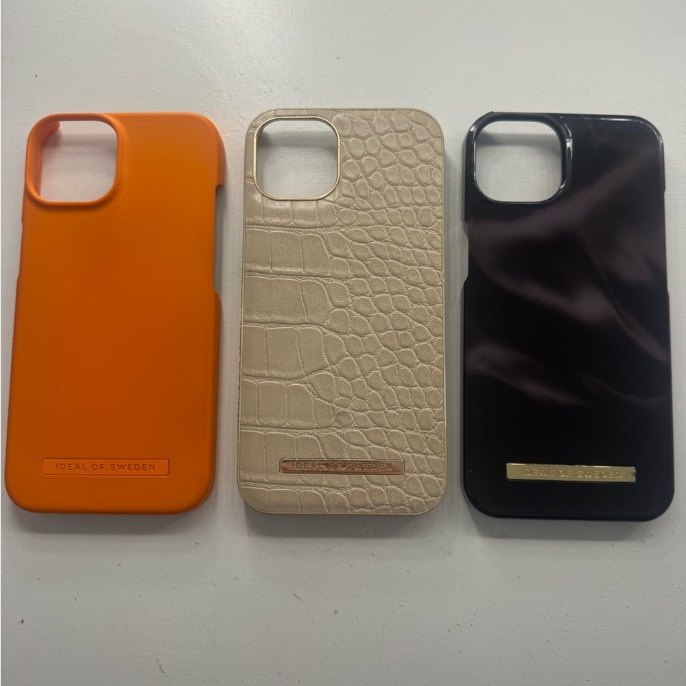 3 iPhone 13 cases Orange, Cream & Black Phone Case Bundle